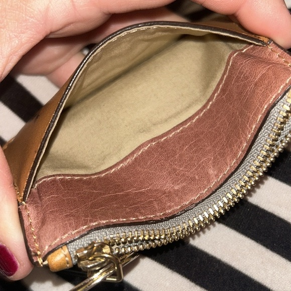 Chloe Auth Tan Pink Zip Leather Coin Key Case 2 Slot Card Holder Wallet Zip - Picture 5 of 6